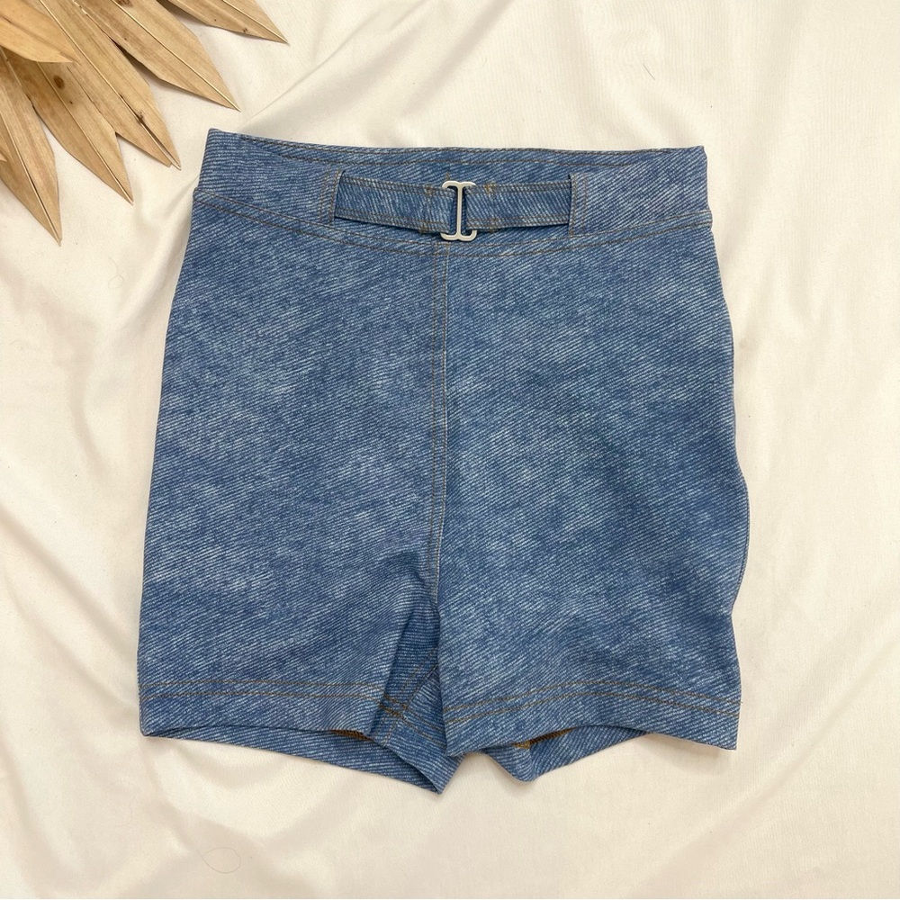 Lululemon Athletica Everlux Denim Print 3" Stone Twill Light Blue Biker Shorts 4